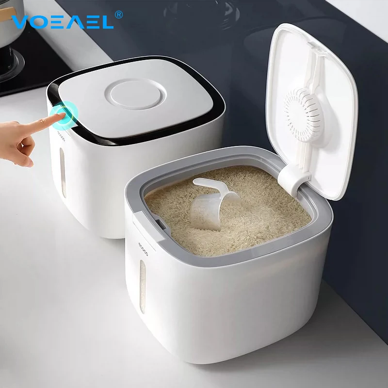 

ECOCO Rice Dispenser Kitchen Organizer and Storage Container Cereal Bucket Pet Food Nano Insect-Proof Sealed Box Measuring Cup