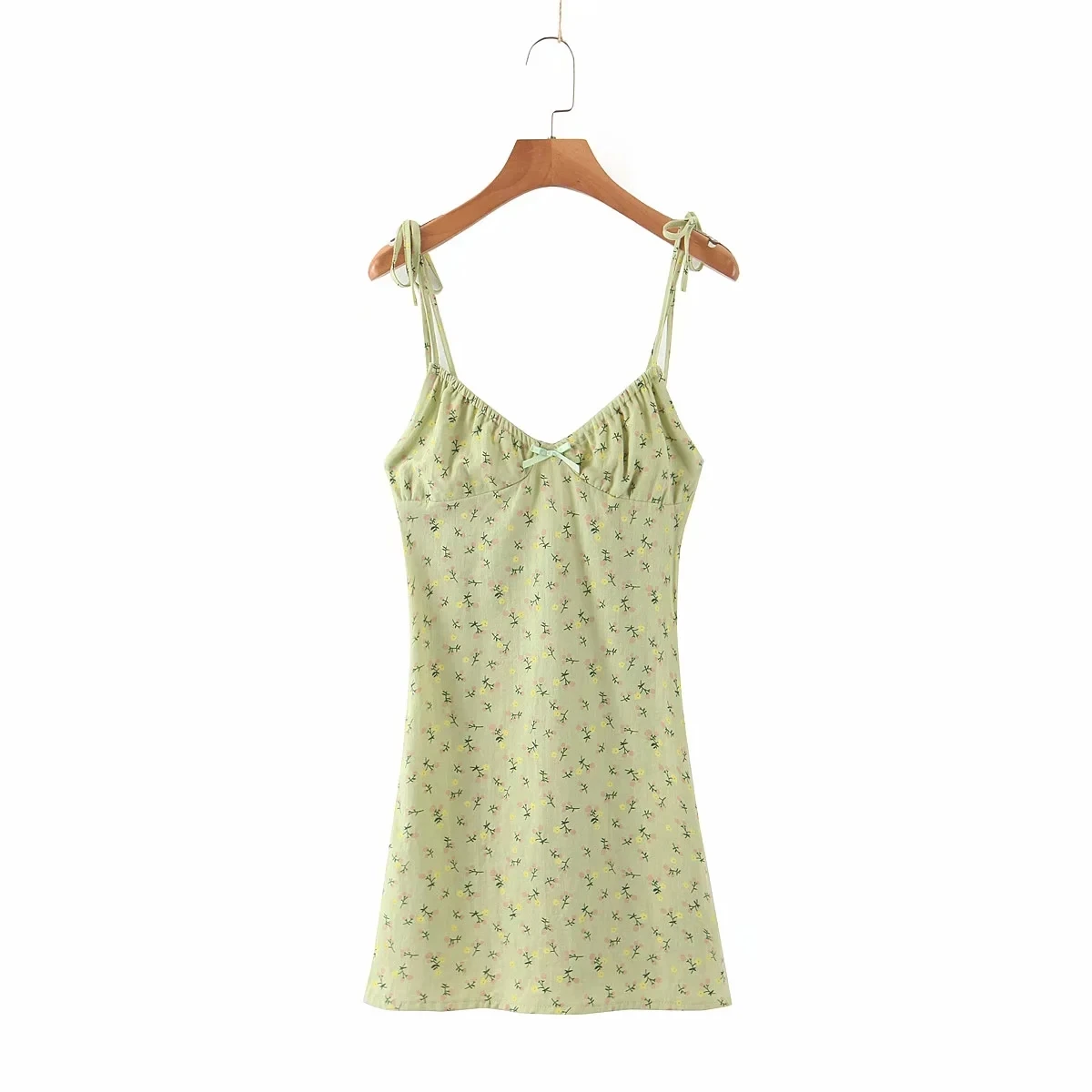 

Foridol lace up summer boho foral dress women sleeveless bodycon green beach holiday backless dress bowknot cute short dress