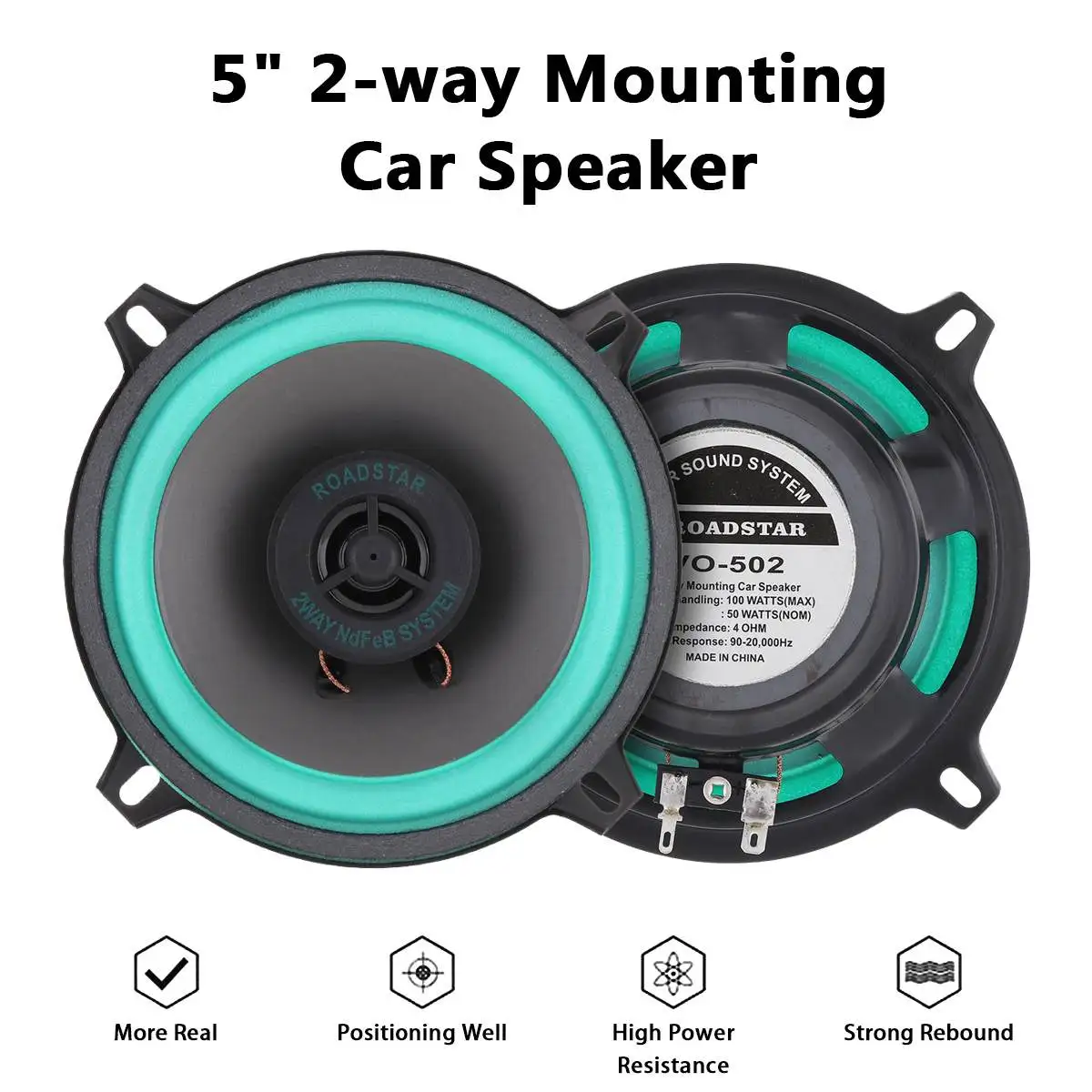 VO502 VO402 2 шт. 4/5 дюймов 100 Вт автомобиля HiFi коаксиальный Динамик универсальный
