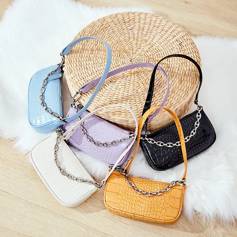 

Women's Genuine Leather Baguette Underarm Bag Small Chain Mobile Phone Shoulder Bags New Ladies Handbags