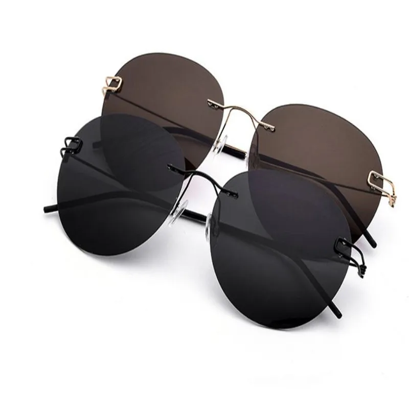 

MONGOTEN Ultralight Unisex Rimless Alloy Polarized Sunglasses UV400 Protection Screwless Eyewear Goggle Driving Sunglasses Frame