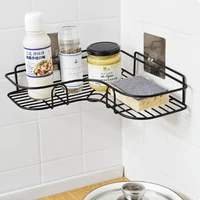stainless steel adhesive storage rack corner holder shower gel shampoo basket rack bathroom n2n006b58
