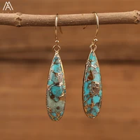 natural stone earrings for women waterdrop gold line turquoises dangle earring elegant drop earrings jewelry gifts dropshipping