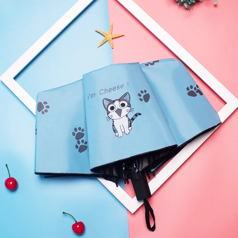 Детский креативный мультяшный зонт солнцезащитный черный складной зонтик для