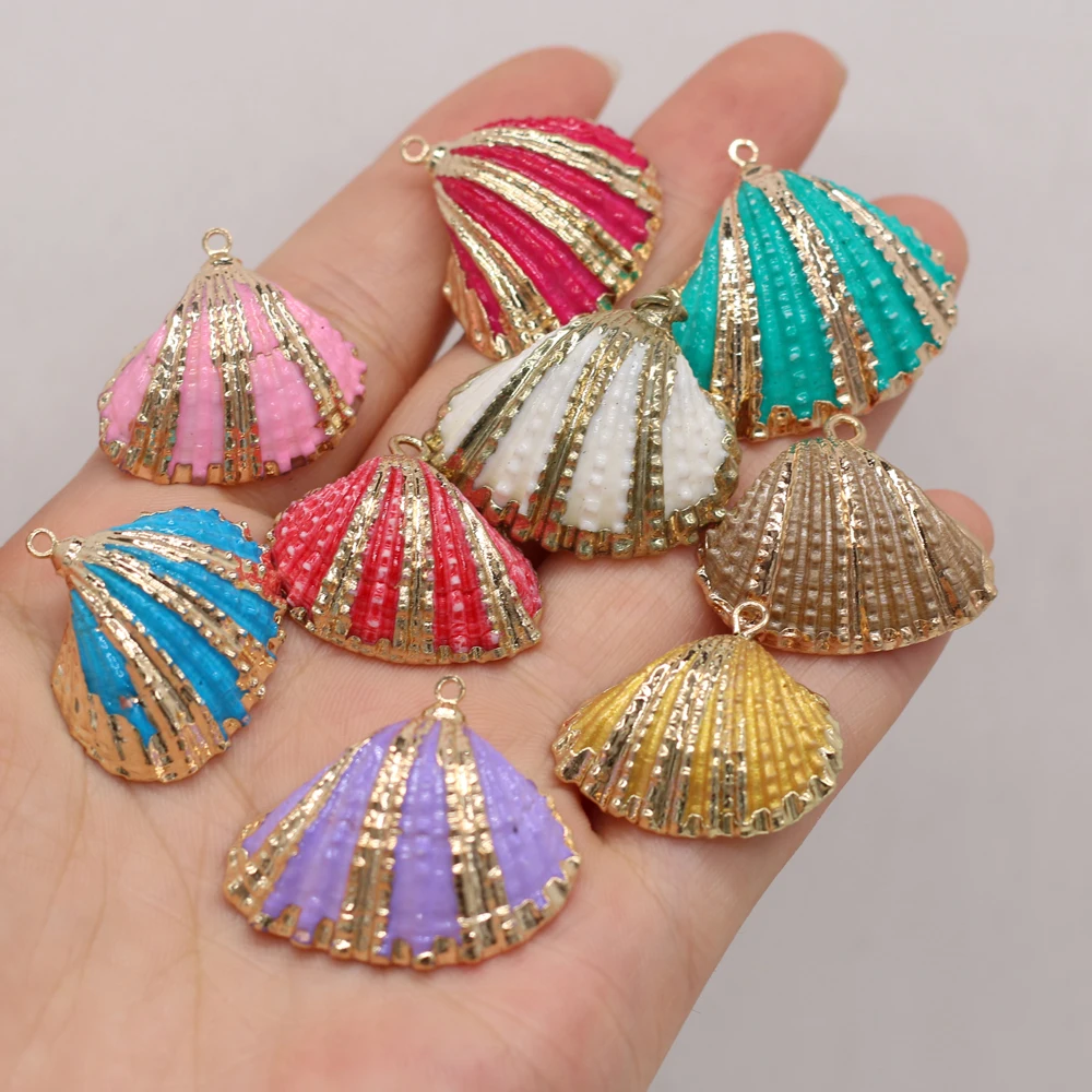 

Alloy Fan-shaped Mother of Pearl Shell Pendant Multicolor Cute Handmade Crafts DIY Necklace Bracelet Earrings Jewelry Make