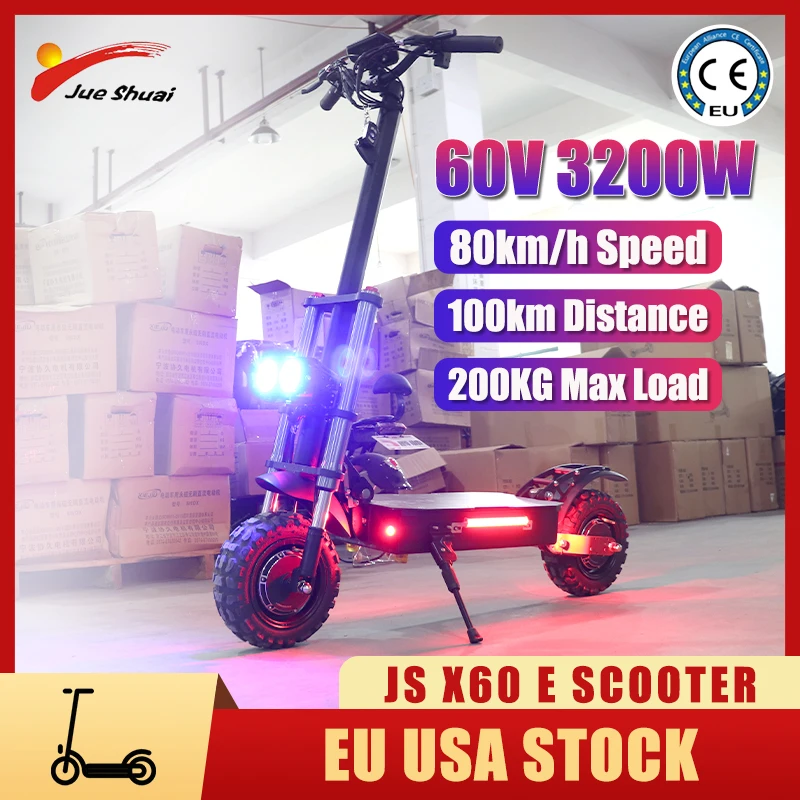 Online Keine Steuer Elektrische Tretroller Mit Sitz 60V3200w Elektro-scooter Erwachsene Große Rad 80 KM/H High Speed 200KG Last CE Zertifizierung
