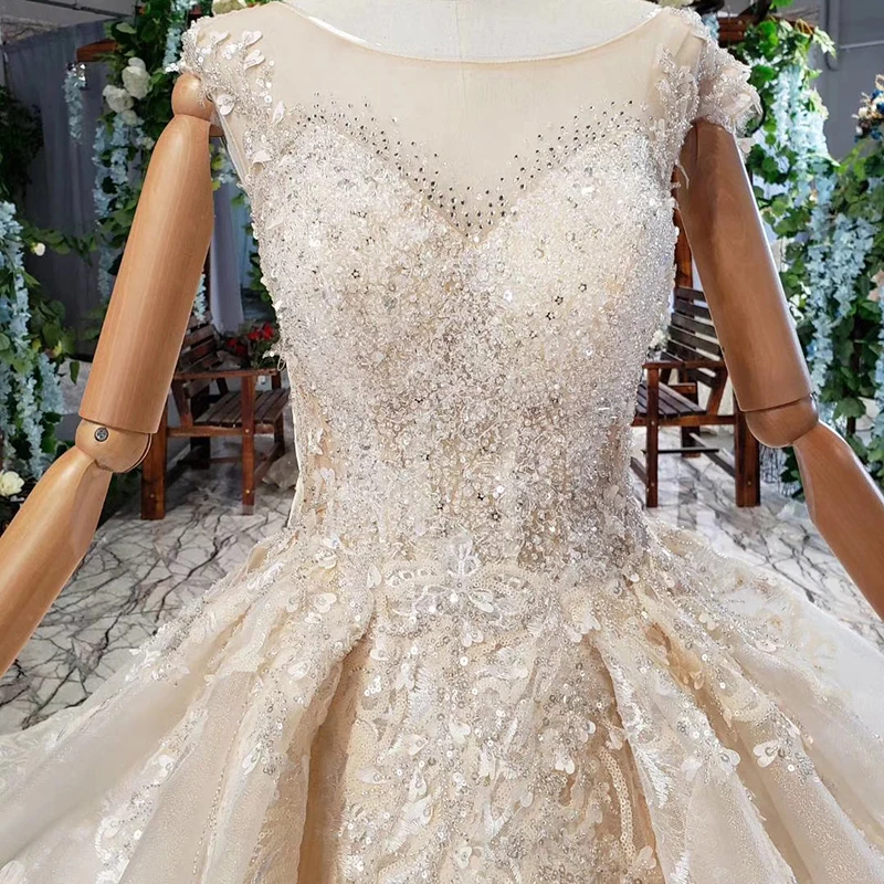 HTL789 бальное платье свадебное принцесса с круглым вырезом бисером аппликации
