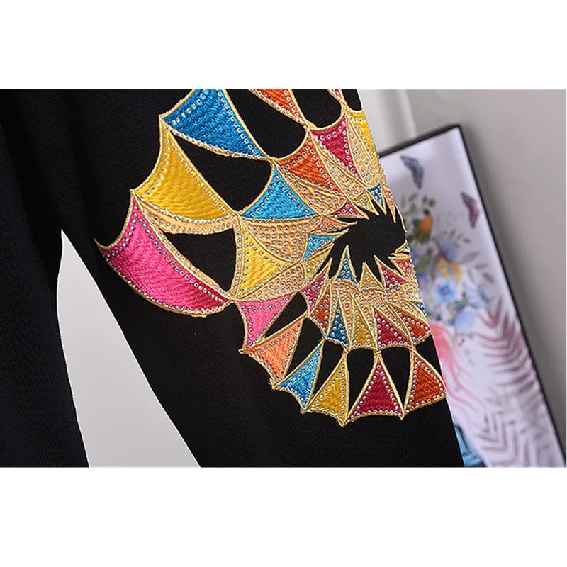 Женский вязаный спортивный костюм свободный свитер с блестками и длинным