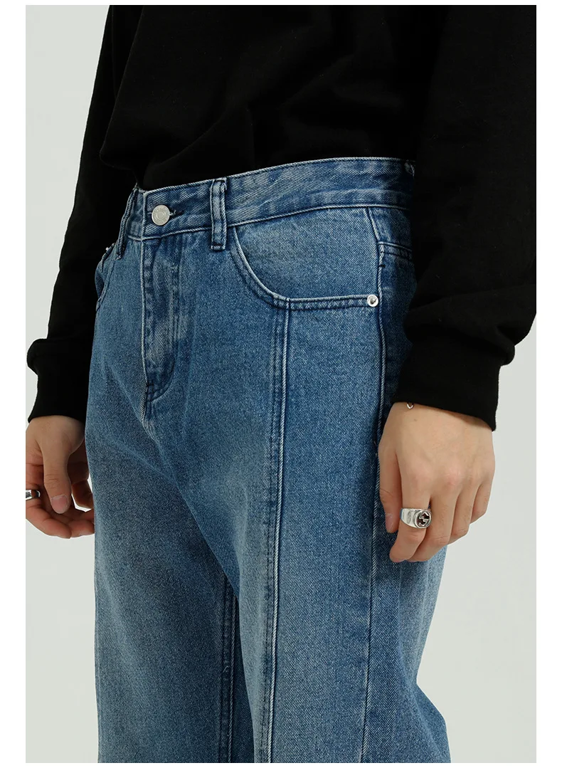 

New Male Streetwear Fashion Hip Hop Wide Leg Denim Pants Men Vintage Casual Loose Straight Jeans Trousers