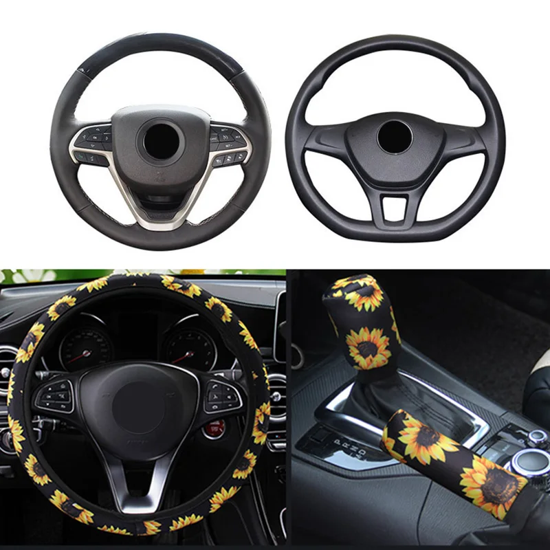 

3Pcs Steering Wheel Cover Accessories Gearshift Car Interior Replacement