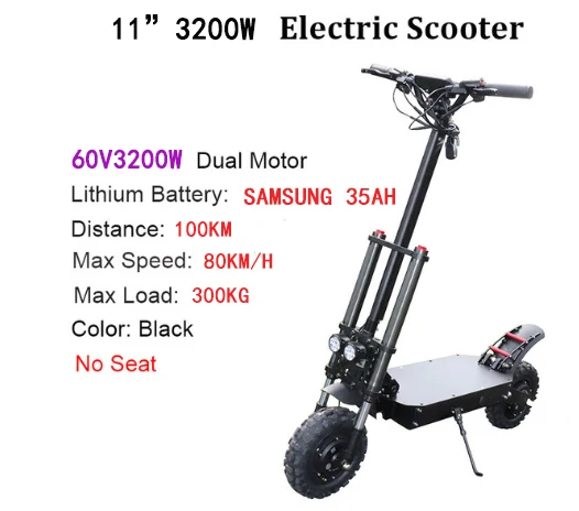 3200W SAM35AH noseat 80 км/ч 11 ''60 в 3200 Вт Электрический скутер Мотор колесо литиевая аккумуляторная батарея Samsung скейтборд-скутер электрический Patinete Eletrico Adulto - Цвет: 3200W SAM35AH noseat