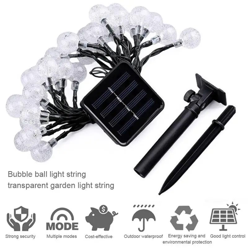 

Solar Powered Fairy Light Led Bubble Ball Lamp String Chain For Street Backyard Decor Party Christmas Lighting String Outdoor