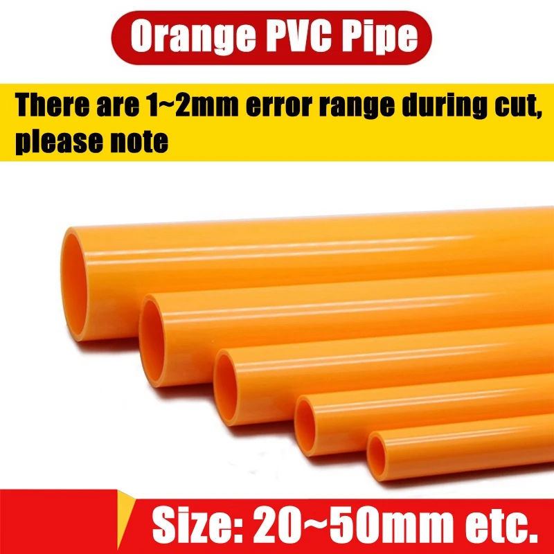 

1pc O.D 20~50mm Orange Yellow PVC Pipe Aquarium Fish Tank Water Supply UPVC Tube Garden Irrigation Watering Fittings 50CM Length