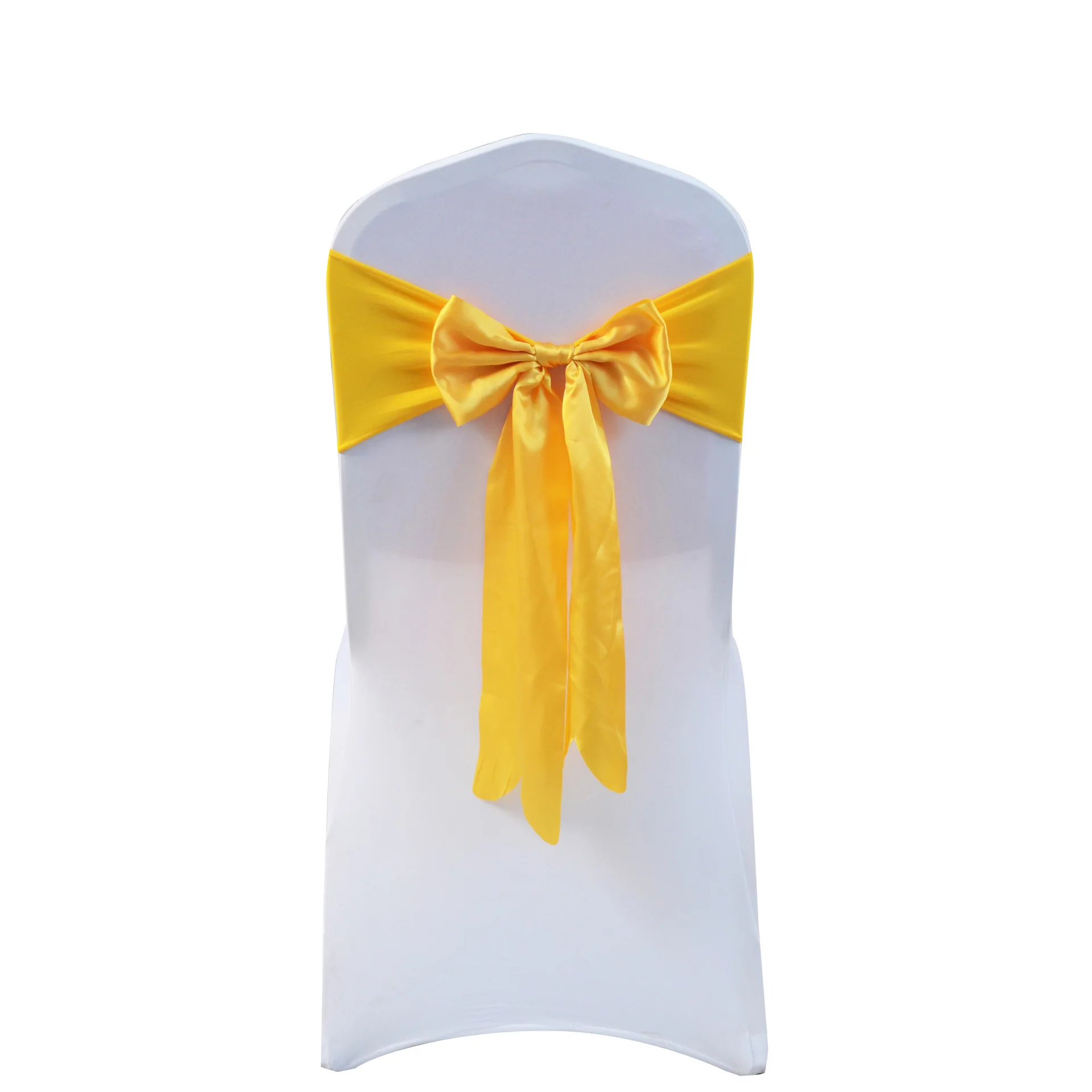 Spandex Chair Sashes Satin Ribbon Bows for Wedding Events Banquets Decoration Elastic Chair Bands With Bow Many Colors