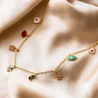 2022 летние стили минималистичный Цветок Луна Звезда поцелуй сердце капля эмаль Cz выложены Очаровательное ожерелье-чокер для женщин девушек ювелирные изделия для вечеринки