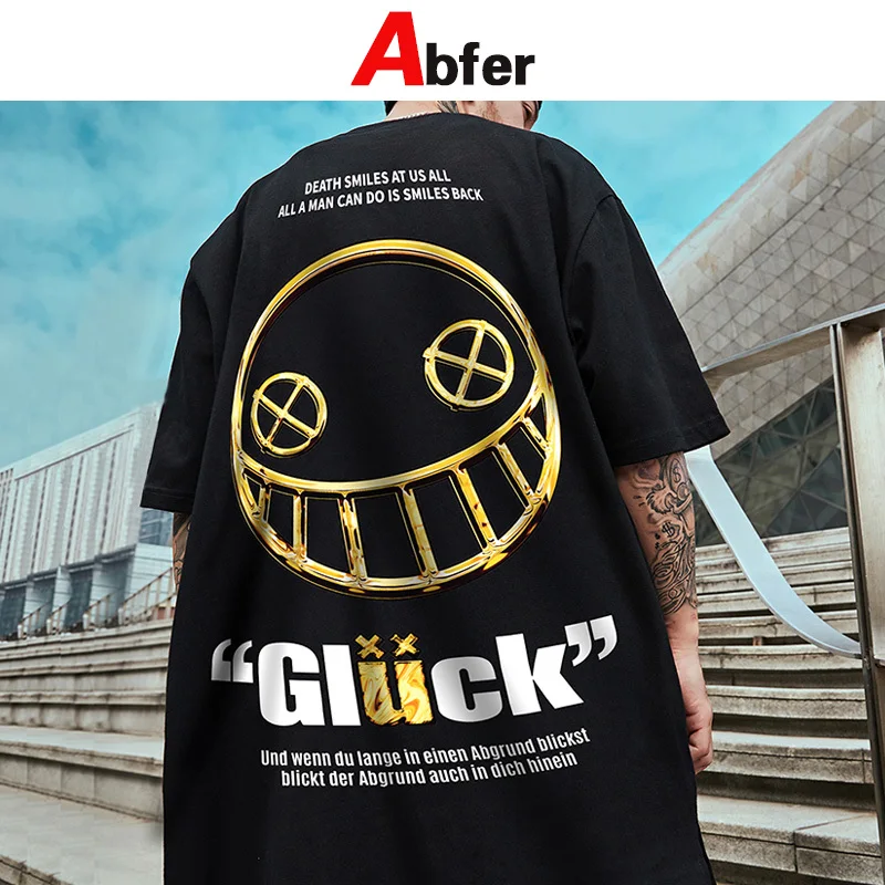 

Abfer Harajuku Summer Man T-shirts Anime Manga Smile Face Graphic T Shirts Hip Hop Tshirts Men T Shirt Tops Tees Plus Size 5XL