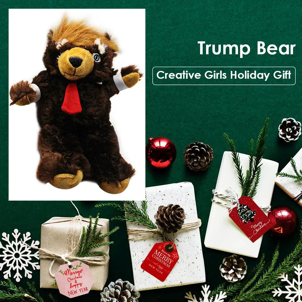

30cm Cute Animal Bear Dolls Trump Bear Plush Stuffed Toys Birthday Gift Fast Dropshipping Party decoration Hand holding toy