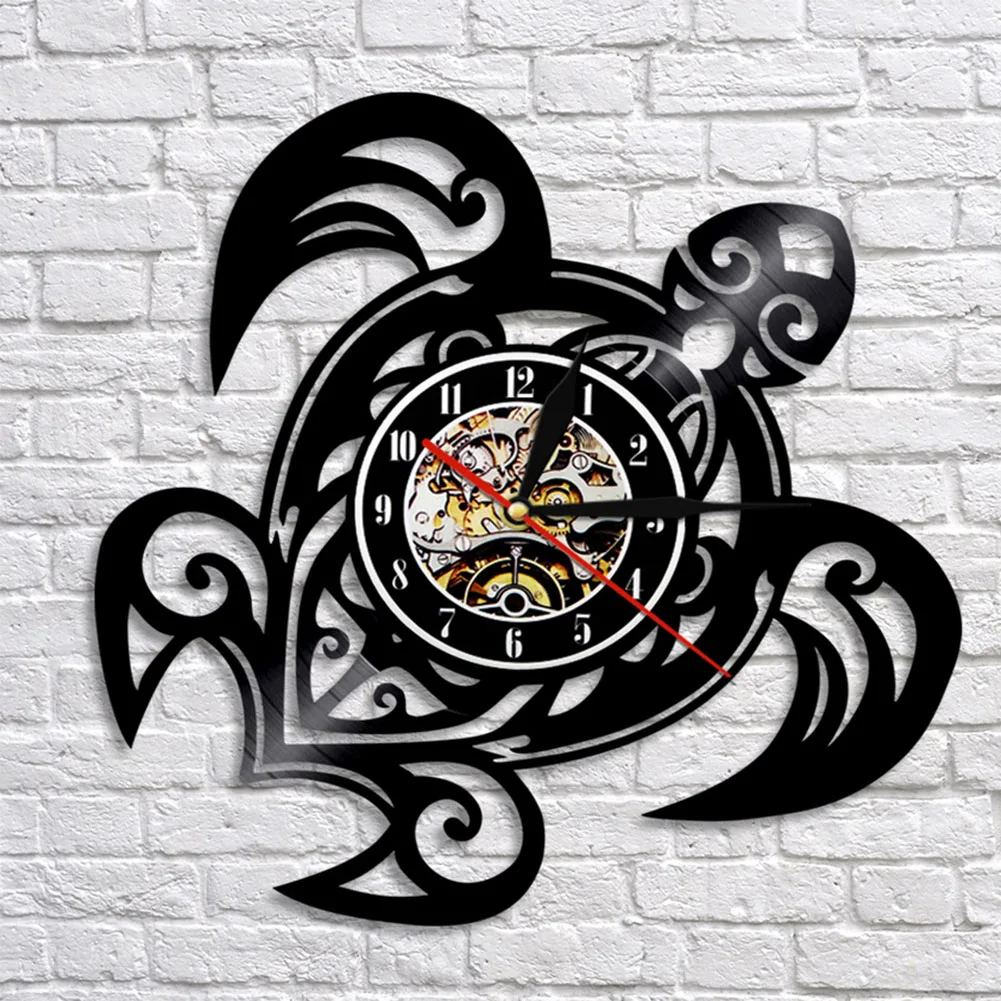

Reloj De Pared Dark Souls Vinyl Record Wall Hanging Clock Turtle Shape Wall Clock Original Wall Home Livingroom Gift Decor Black