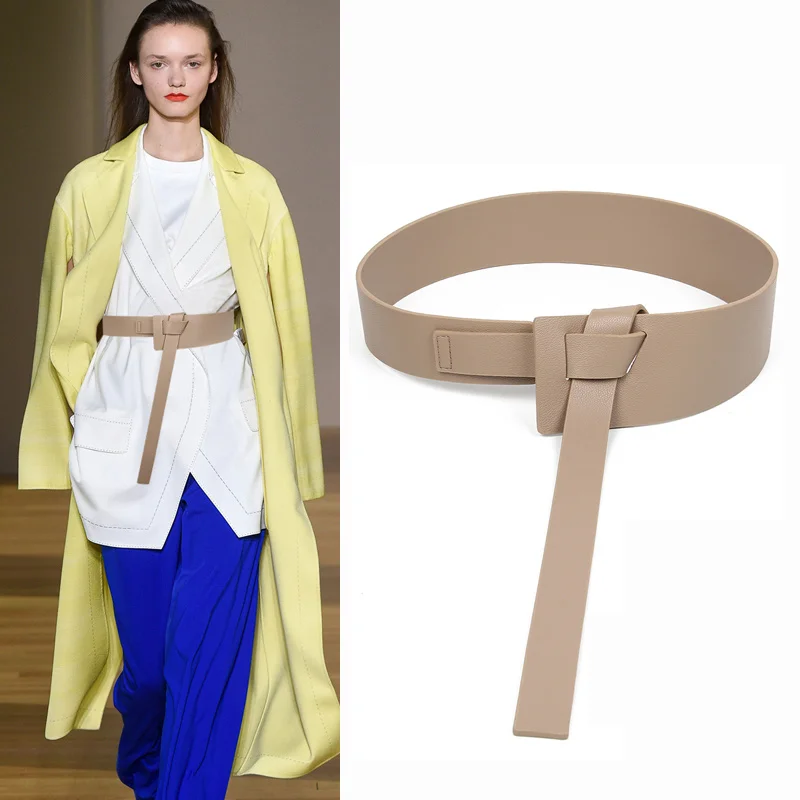 

Designer Brand High-quality Pu Leather Belts for Women Coat Female Decorative Waist Skirt Fashion Knitted Shirt Off White Belt