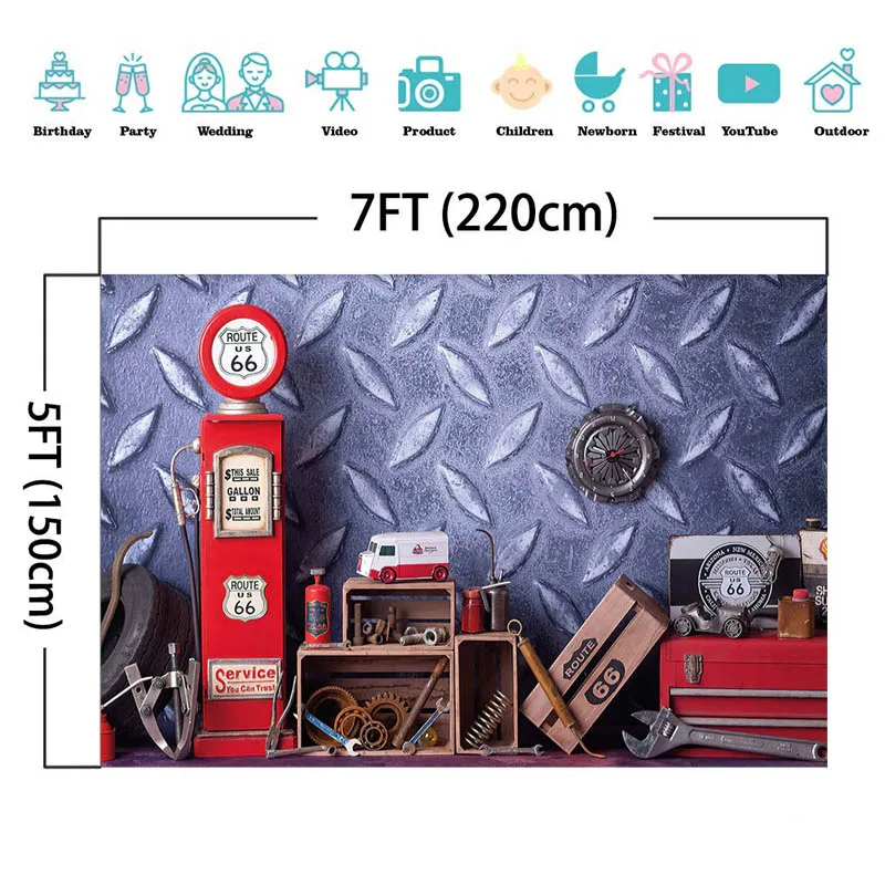 Garage Photo Background Mechanical Photography Props Tools Shelf Room Children Boy Birthday Photoshoot Portrait Studio Photocall