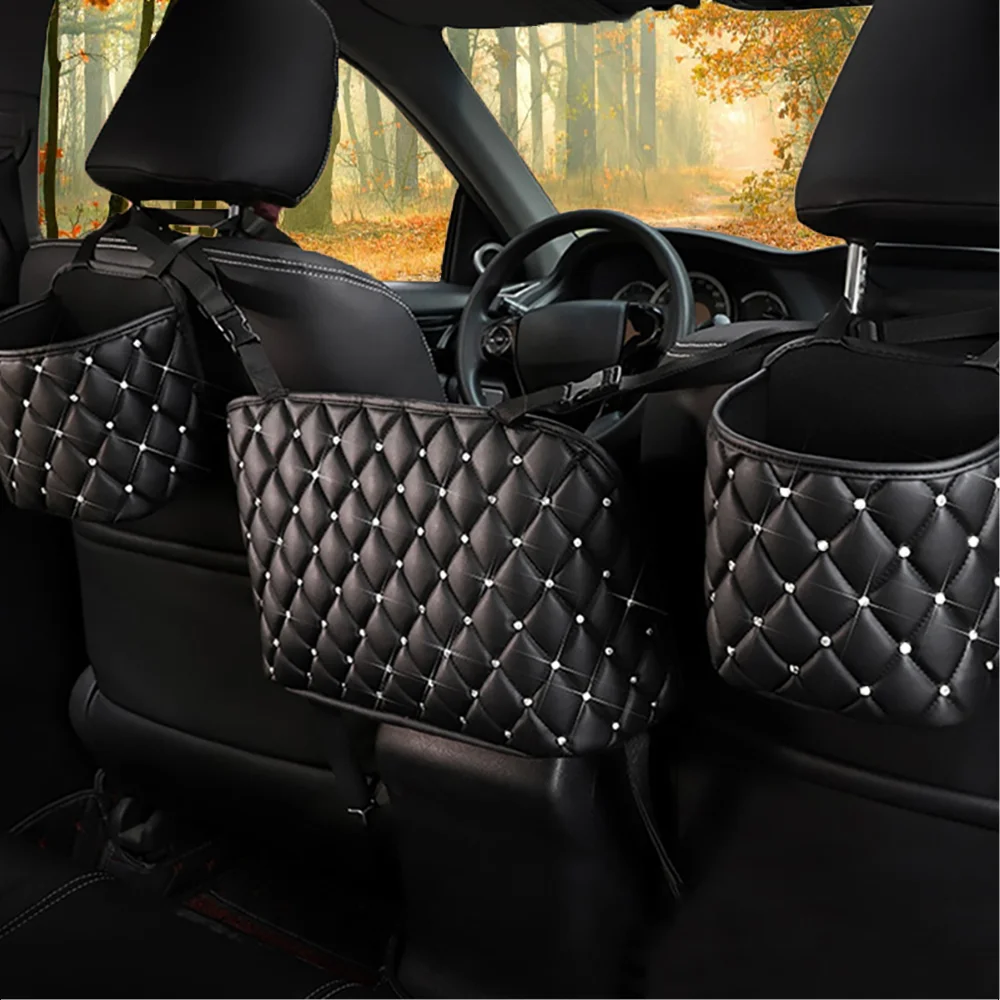 

Автомобильная искусственная кожа высокого качества с кристаллами, сумка для хранения и отделки багажника, автомобильные аксессуары