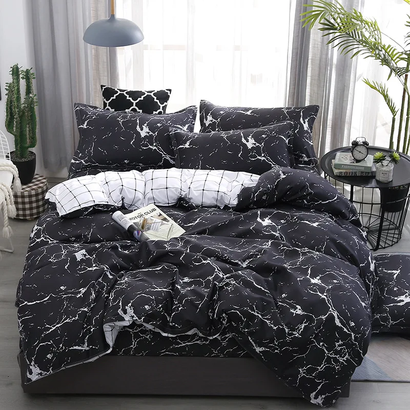 

Abstractism bed linen 3/4pcs bedding set Geometric stirpe bedclothes AB side duvet cover + flat sheet + pillowcase home textile