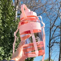 fitness sports bottle large capacity pc plastic big bellied water cup with straw outdoor mountain bike drink water bottle