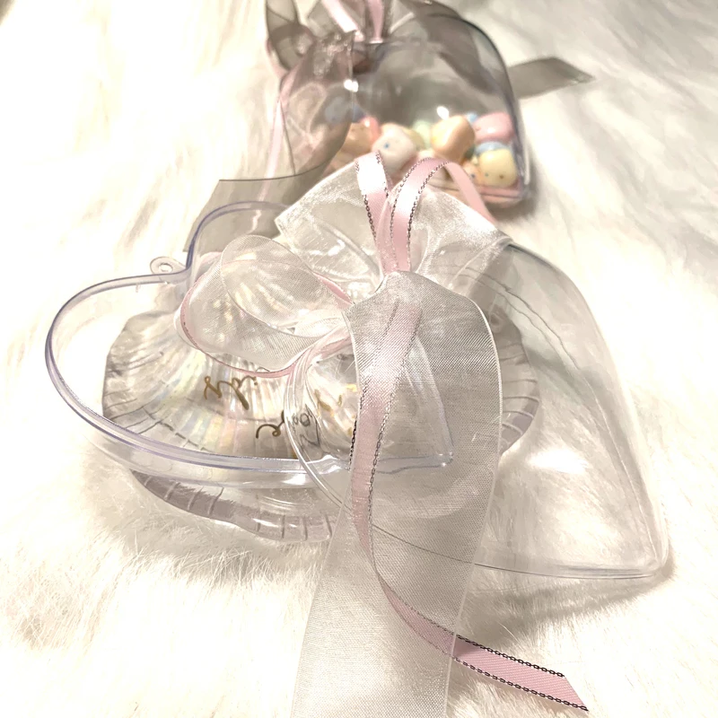 

10 Pcs/Lot Plastic Candy Box Creative Heart With Ribbon Transparent Handbag Wedding Party Birthday Gift Bag Events Supplies