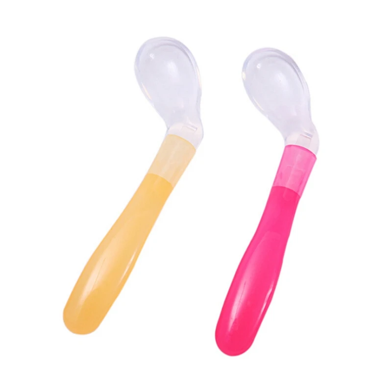 Baby Creativity Elbow Soft Head Spoon Kindergarten Children Baby Silicone Spoon Easy To Feed Potions Portable Baby Tableware