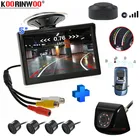 Koorinwoo беспроводные автомобильные парковочные датчики, 4 дюйма, обратный Парктроник, чернаябелая траектория, движущаяся парковочная камера с экраном, видеорегистратор