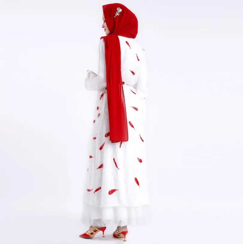 Кимоно с бахромой Eid Ramadan Abaya кардиган хиджаб вышивкой мусульманское платье