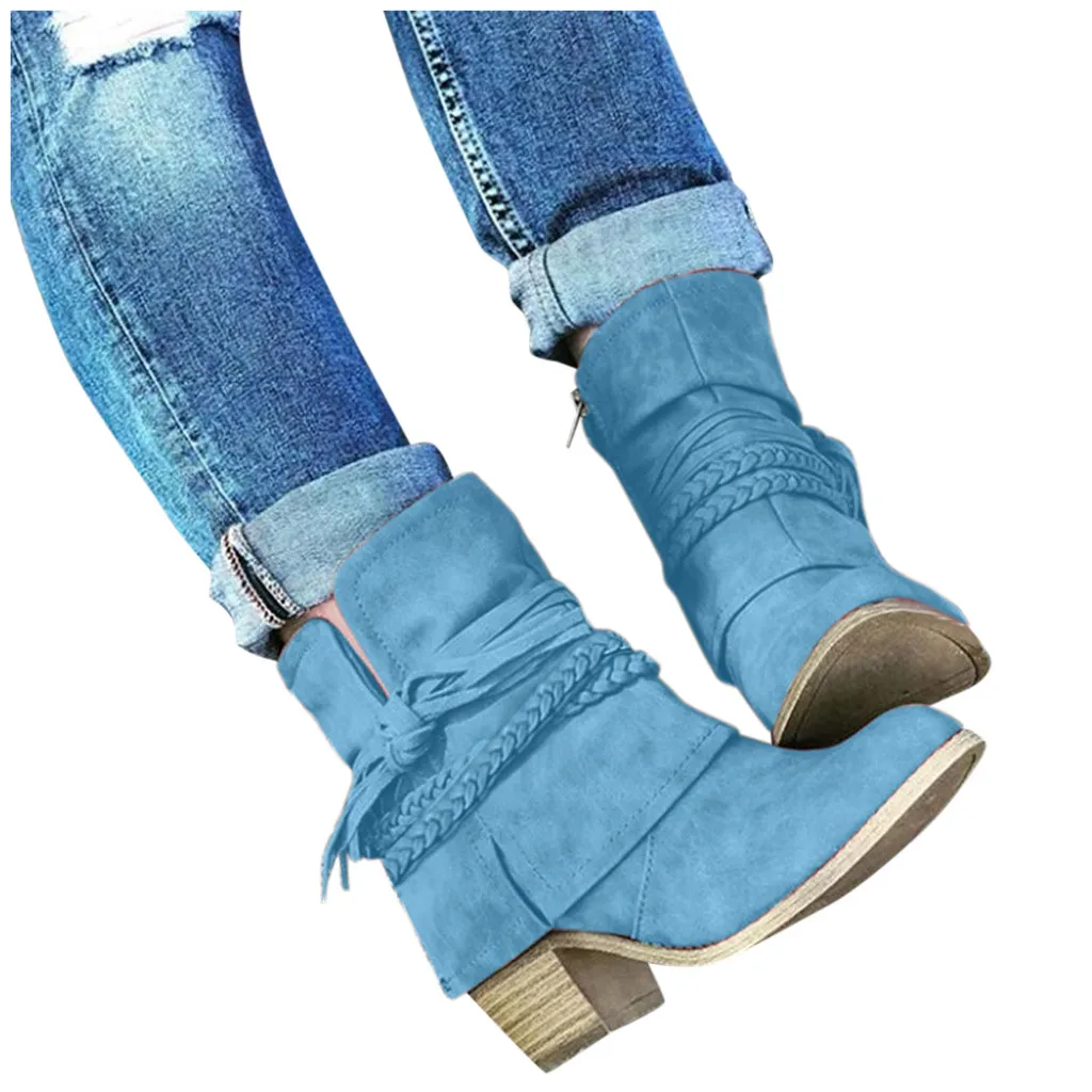 2020 сезон весна зима новые женские зимние полусапожки на молнии в стиле ретро