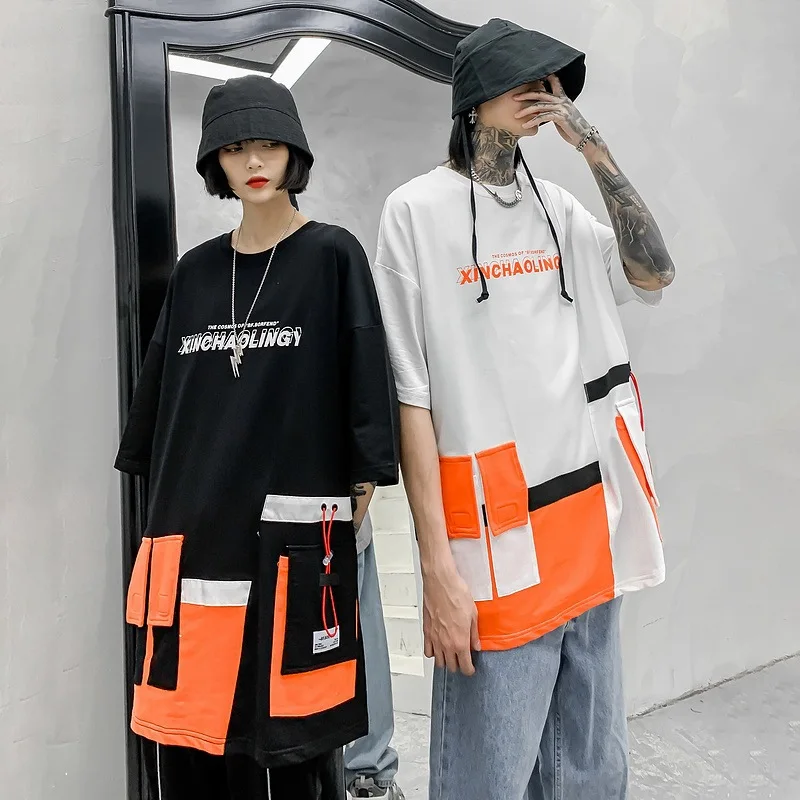 Мужская футболка в стиле хип-хоп с множеством карманов | одежда