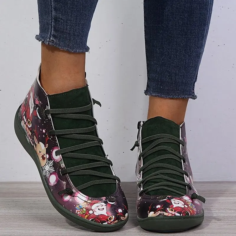 Женские ботильоны из ПУ кожи на плоской подошве | Обувь