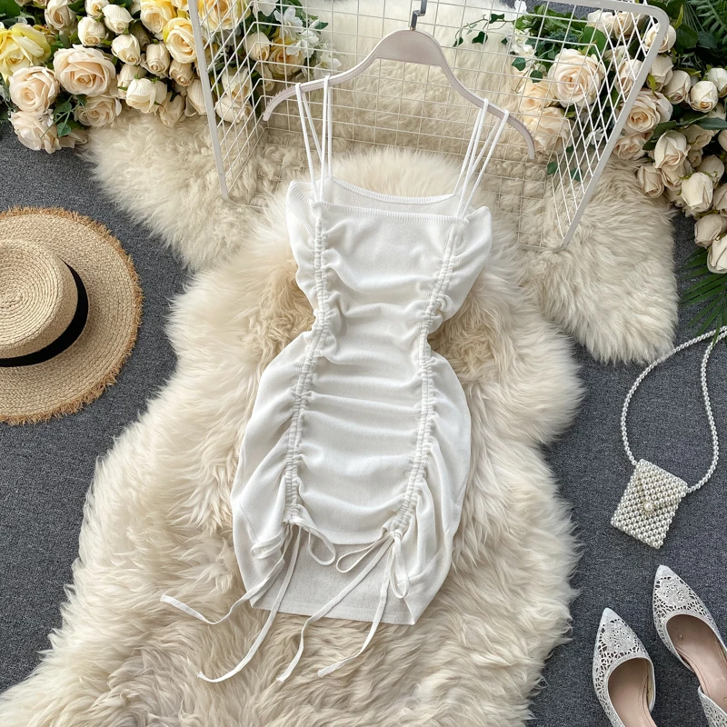 SINGRAIN-женское летнее трикотажное короткое платье сексуальное облегающее с рюшами