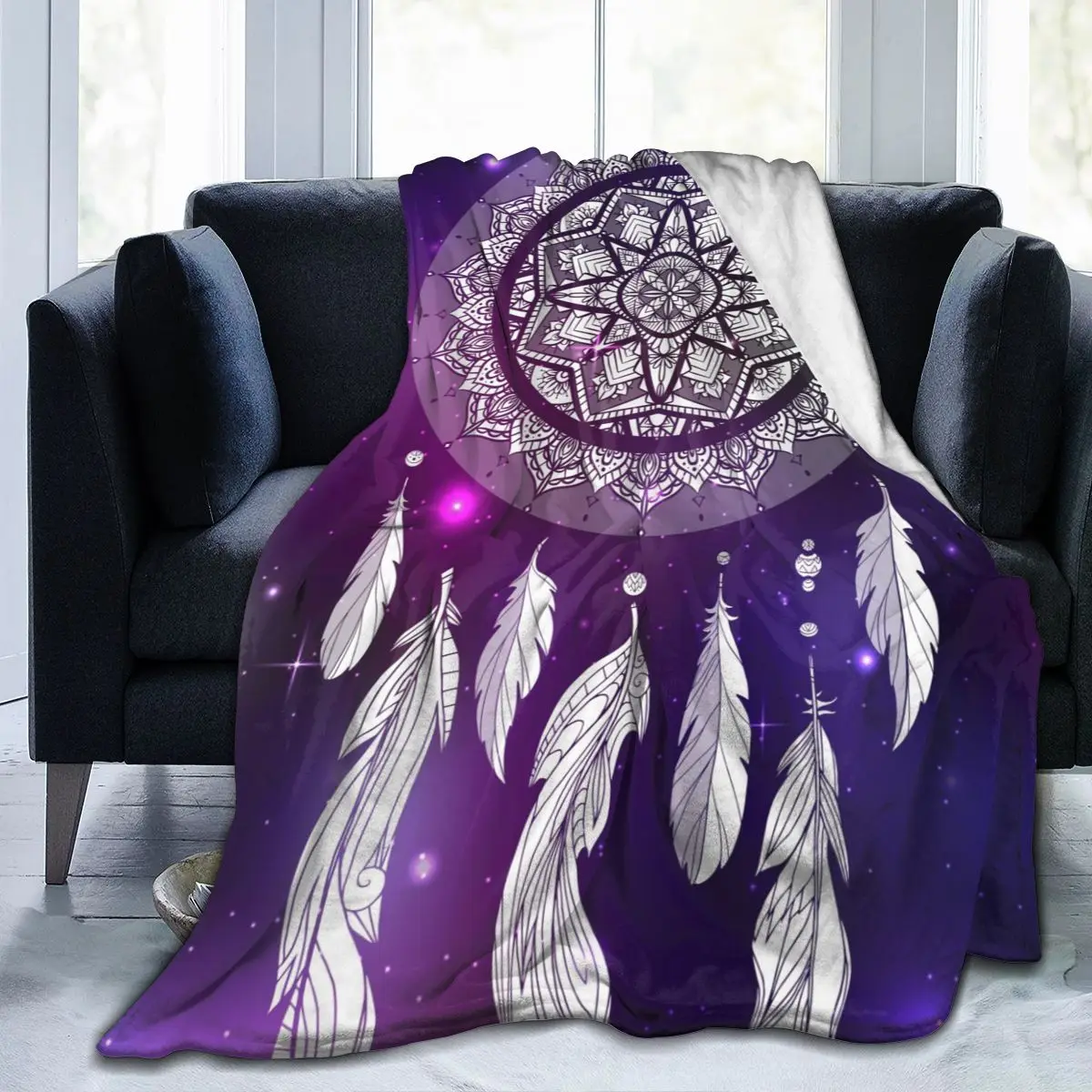 

Flannel Blanket Boho Dreamcatcher Ultra-Soft Micro Fleece Blanket for Bathrobe Sofa Bed Travel Home Winter Spring Fall