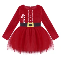baby girls long sleeves christmas dress santa fancy party costume kids red mesh tutu dress princess dresses girl xmas clothing