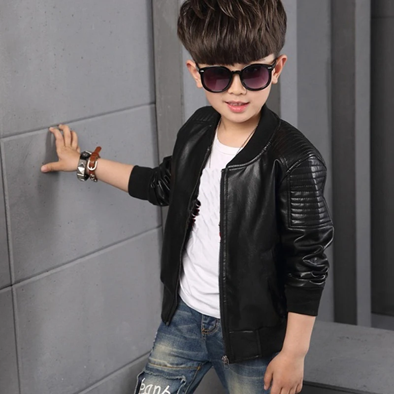 

Children's Leather Coat 2022 New Spring And Autumn Comfortable skin-friendly Clothing Korean Boys PU Leather Jacket