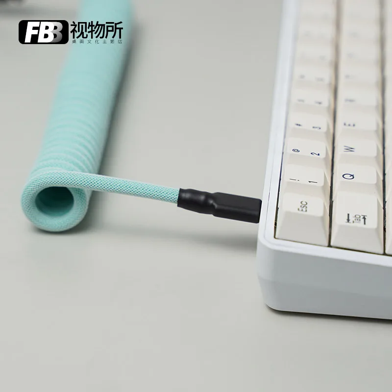 FBB Cables Tiffany Blue Customized Mechanical Keyboard Data Cable Custom Manual Fever Keycap Line  Type-C Mini Mirco To USB