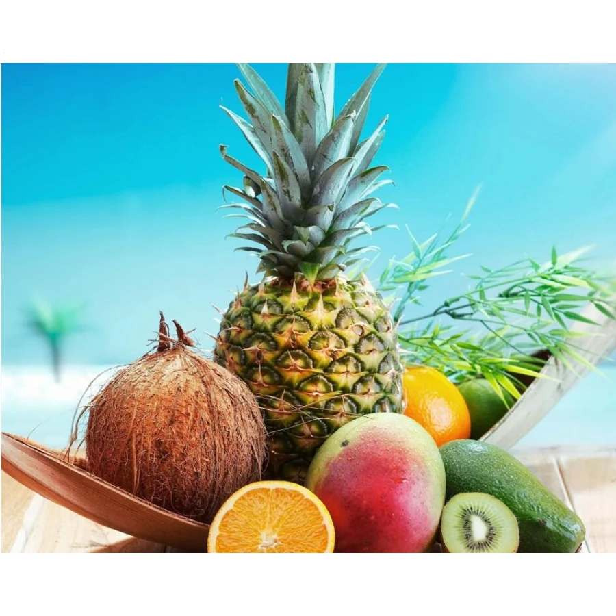 Алмазная вышивка натюрморт ананас кокосовые фрукты квадратная картина мозаика