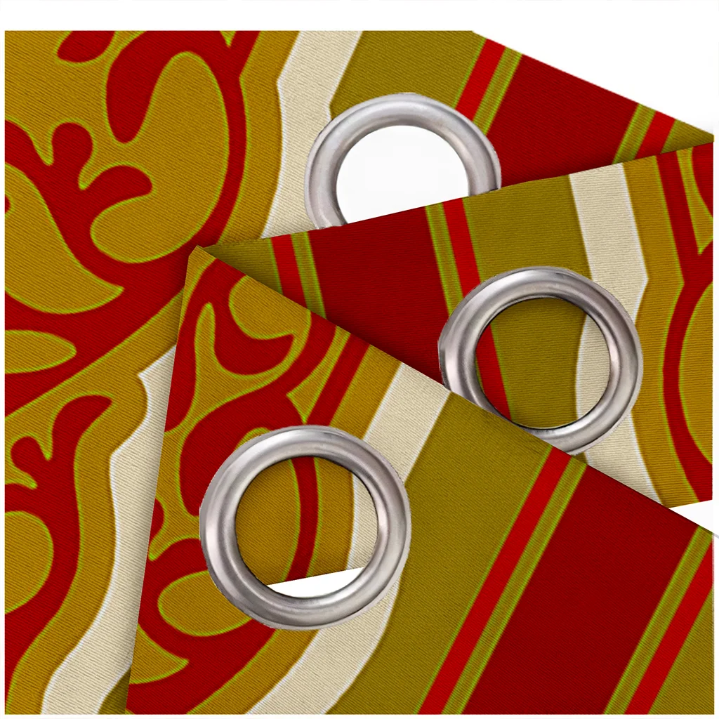 

Orange Pattern Printed Perforated Blackout Curtains for Living Room Bedroom Curtains Blackout 90% Machine Washable