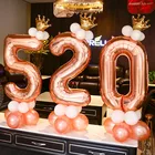 Воздушный шар 1, 2, 3, 4, 5, 6, 7, 8, 9, роза, цифра золотые шары из фольги в виде цифр, баллон гелия, свадебное украшение, день рождения
