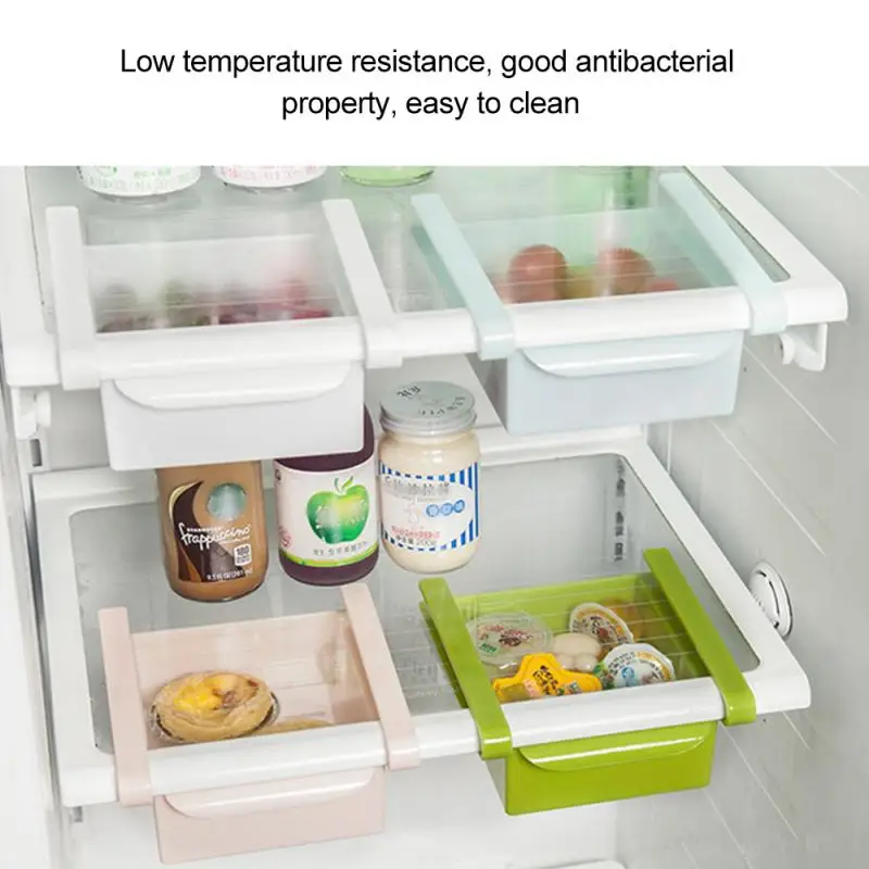 Adjustable Refrigerator Storage Box Kitchen Accessories Fridge Freezer Shelf Plastic Pull-out Drawer Organiser Space saver Rack |