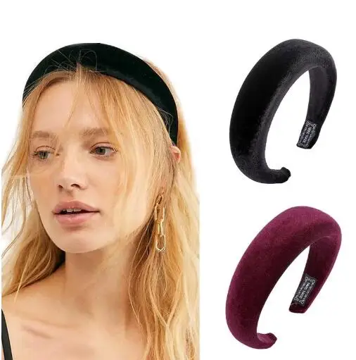 

Толстой подошве бархатная повязка на голову шириной Handbands для женщины девушки конфеты цветной головной убор повязка для волос аксессуары, л...