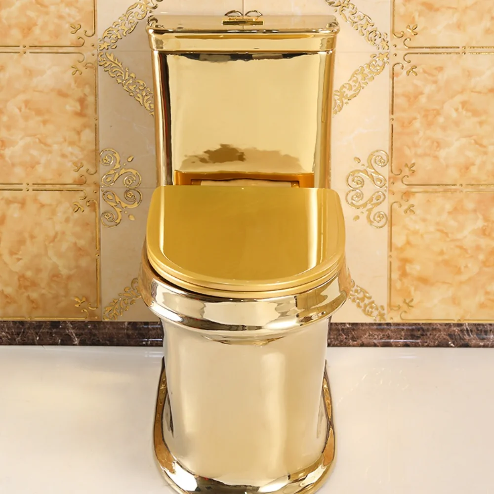 

European Style Artistic Golden One Piece Closestool Gravity Fluishing Washdown Toilet WC