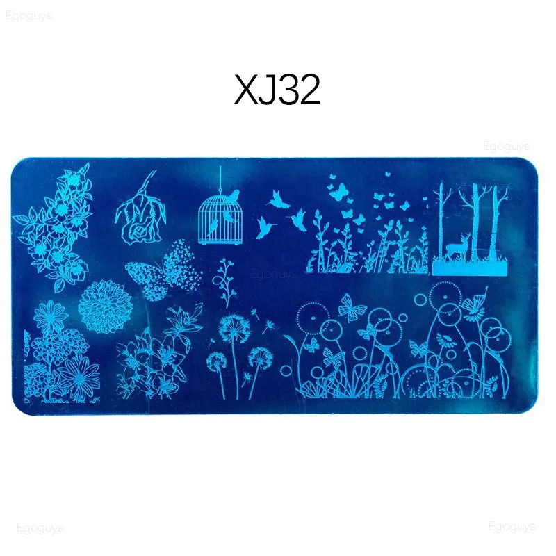 Листья лаванды печать на ногтях шаблоны для стемпинга прямоугольные чернила