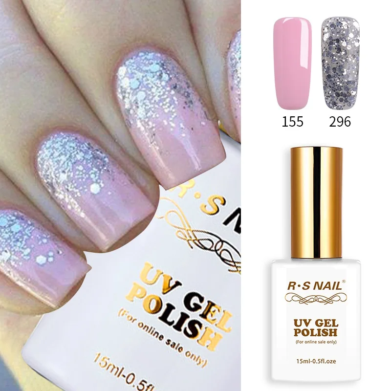 pp155 and pp296 RS Nail новейший Цветной Гель-лак для ногтей № 155+ 296 УФ светодиодный дизайн ногтей долговечный Гель-лак впитывающийся Профессиональный гель-клей для ногтей - Цвет: pp155 and pp296
