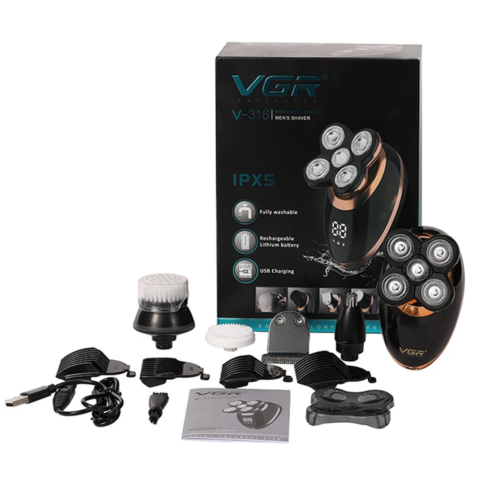 Электробритва с 5 головками перезаряжаемая Бритва для стрижки волос носа ушей