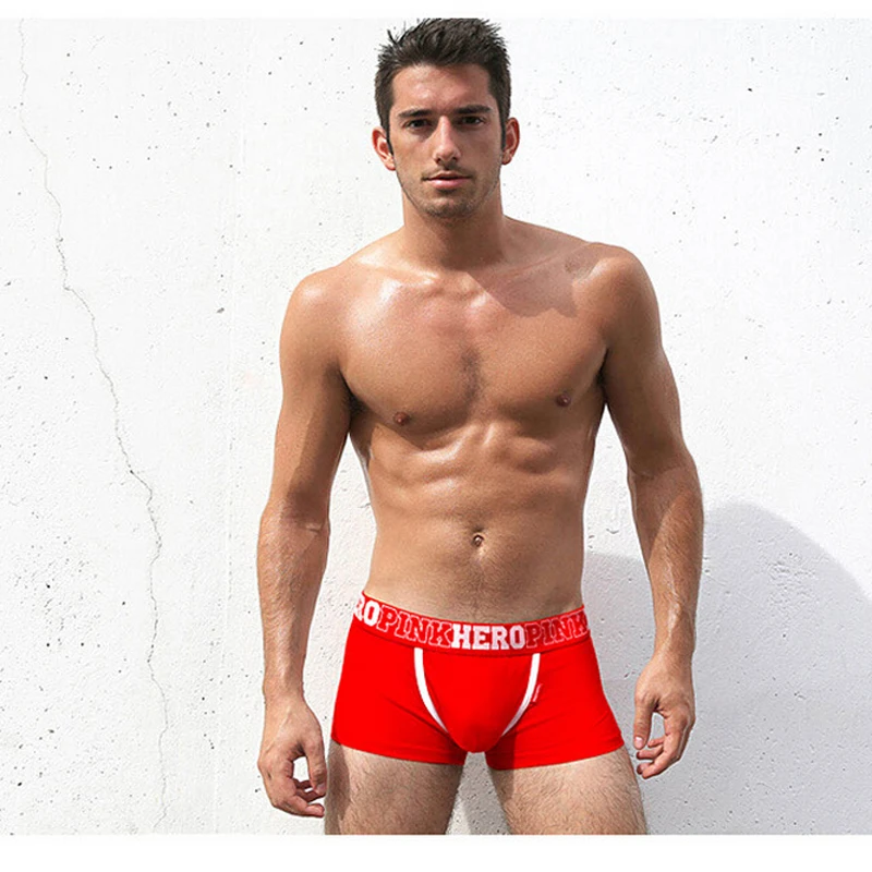 Pink Hero Famous Brand Cotton Men's Boxer Underwear Underpant Panties Shorts Man Plus Size Wholesale