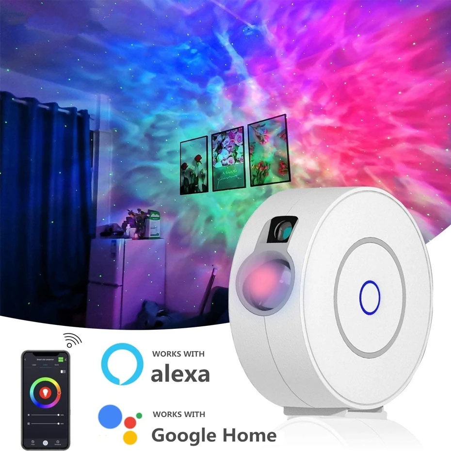 Enlarge Smart Star Projector with Nebula Cloud Moving Ocean Wave Starry Sky WiFi Night Light Projector Work With Alexa App Control
